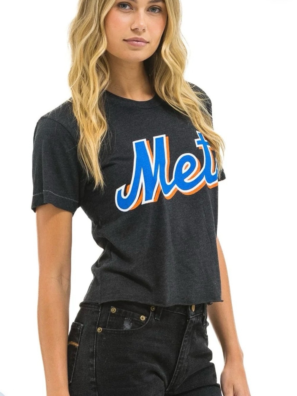 NY METS AVIATOR NATION BOYFRIEND TEE - BLACK Large NWT
